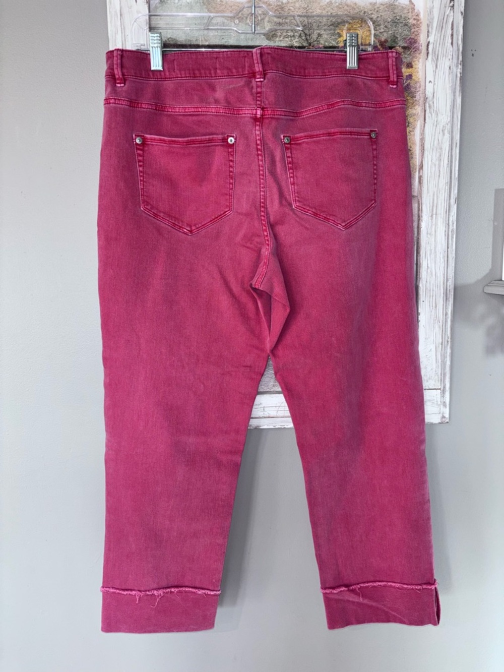 J. Jill Denim Authentic Fit Cropped Denim 12 Jeans Pink Lt Red Stretch - Picture 3 of 7